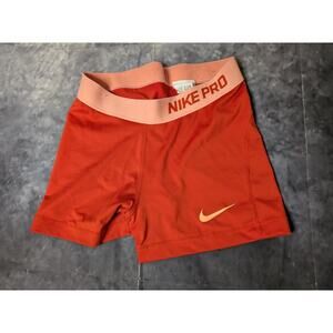 Nike Pro Women's Dri-Fit Neon Coral Training Compression Biker Shorts Size S